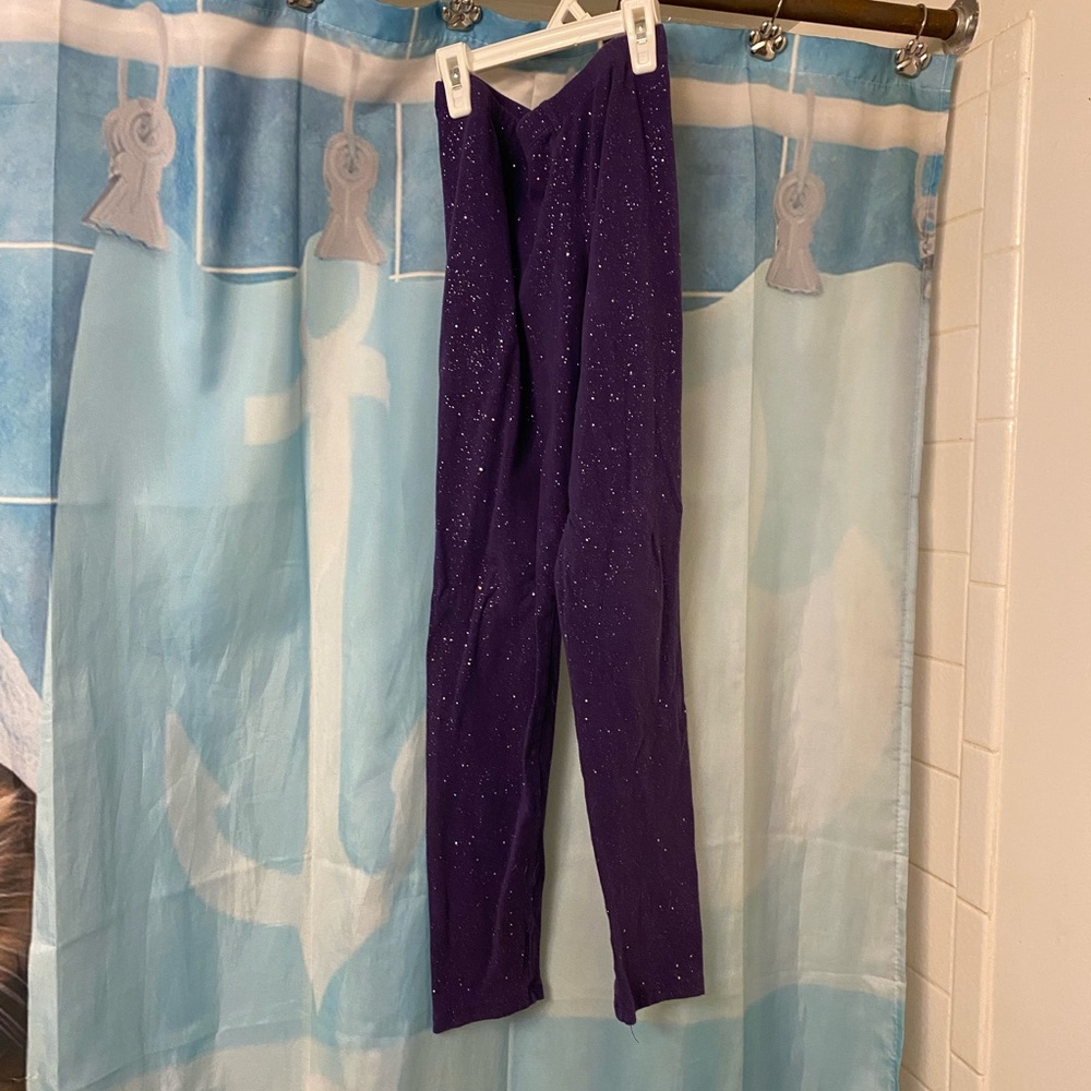 Girls purple sparkly leggings size 14/16
